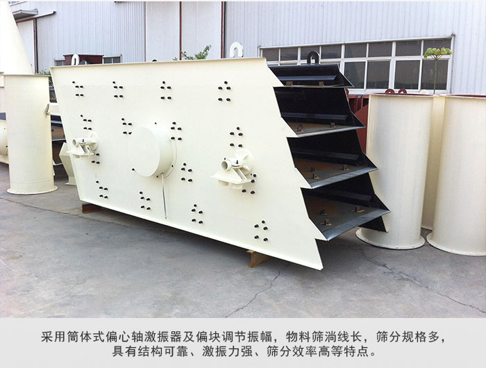 圓振動篩 采用筒體式偏心軸激振器及偏心塊調節振幅。